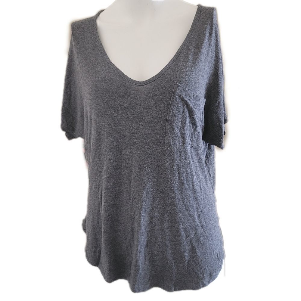 Pen paper grey top v neck relaxed lounge casual loose fit cozy womens small
